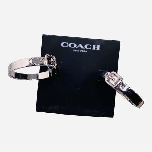 Coach Hoop Belt Buckle Earrings Gold Plated Brass 1 1/4” in diameter NWT $125 - Picture 1 of 3